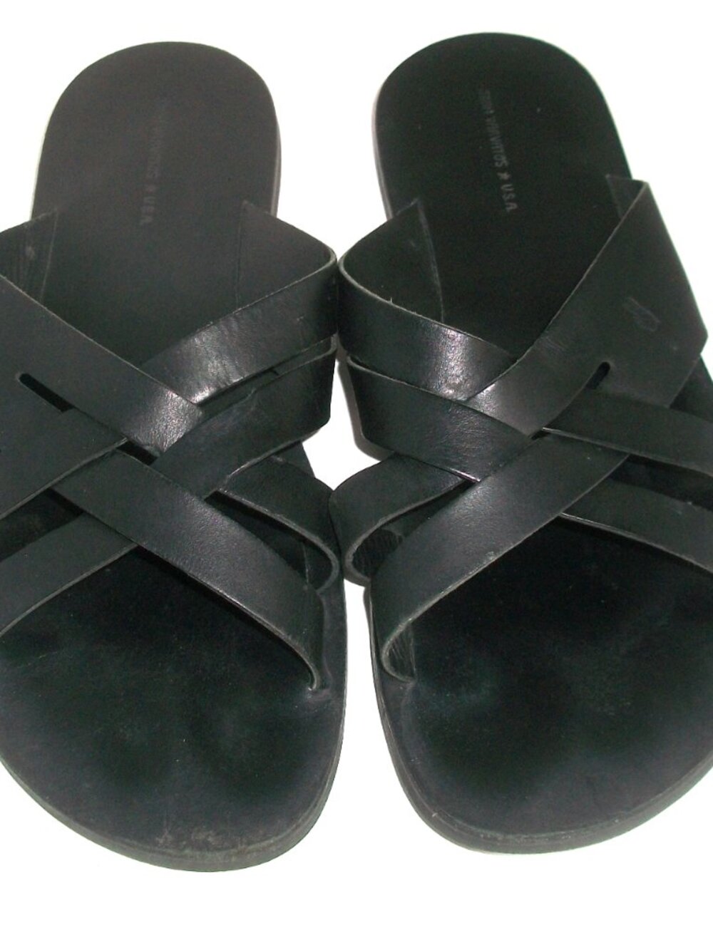 John Varvatos Merida NearNew Handmade Black Leather Slide Sandals`12M $398
